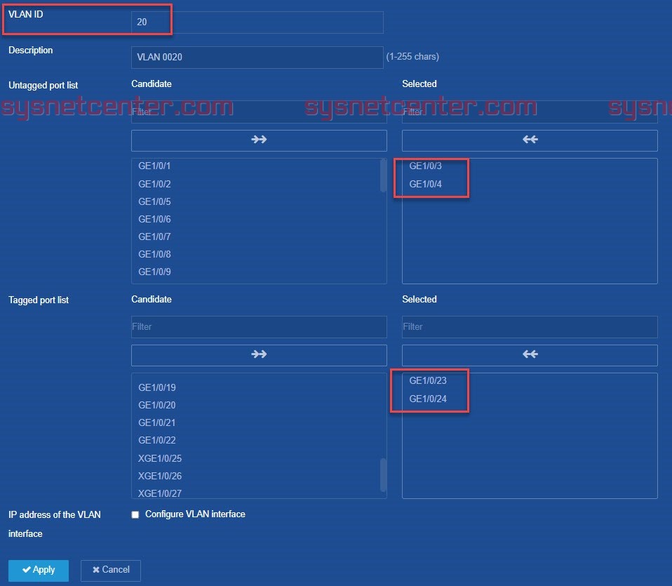 H3C Managed Switch Config VLAN