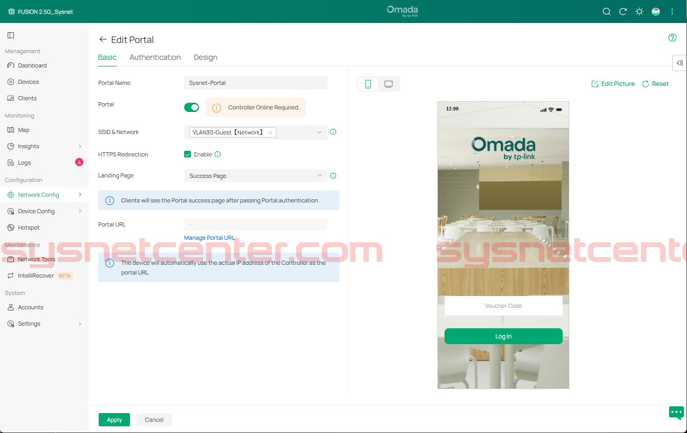 หน้า Captive Portal และรูปแบบการ Authentication ของ Omada