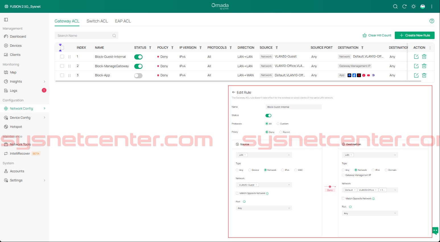 การกำหนด Gateway ACL เพื่อควบคุมการเข้าถึงระหว่าง VLAN