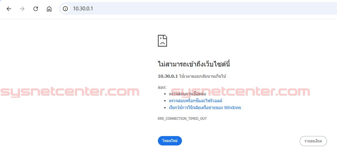 ผลทดสอบ ACL ป้องกัน Guest เข้าหน้า Management ของ Router