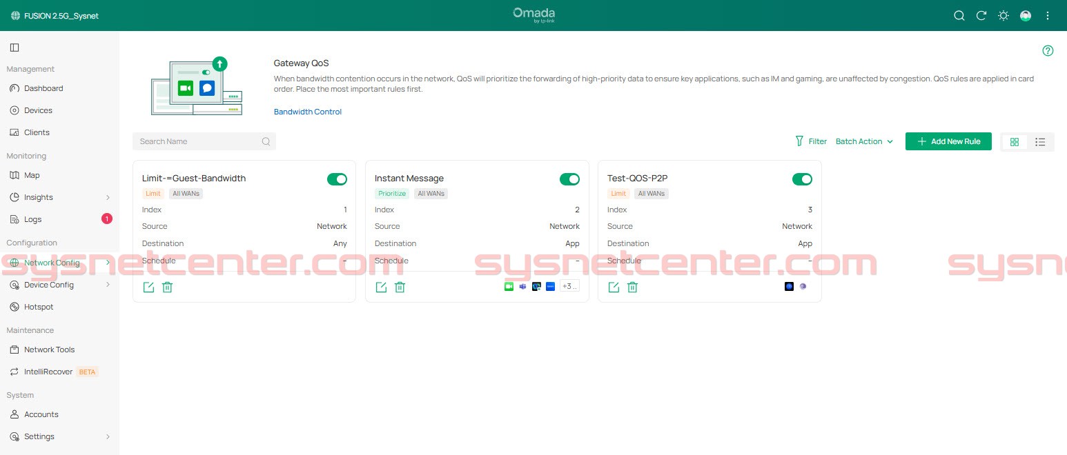 ตั้งค่า Gateway QoS และ Bandwidth Control