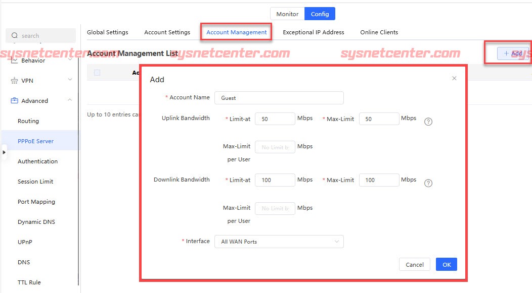 คู่มือ Config PPPoE Server ในอุปกรณ์ Reyee Router