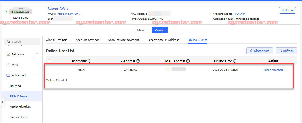 คู่มือ Config PPPoE Server ในอุปกรณ์ Reyee Router