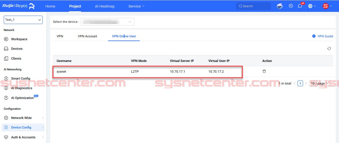 คู่มือการ Config VPN Client To Site อุปกรณ์ Reyee Gateway