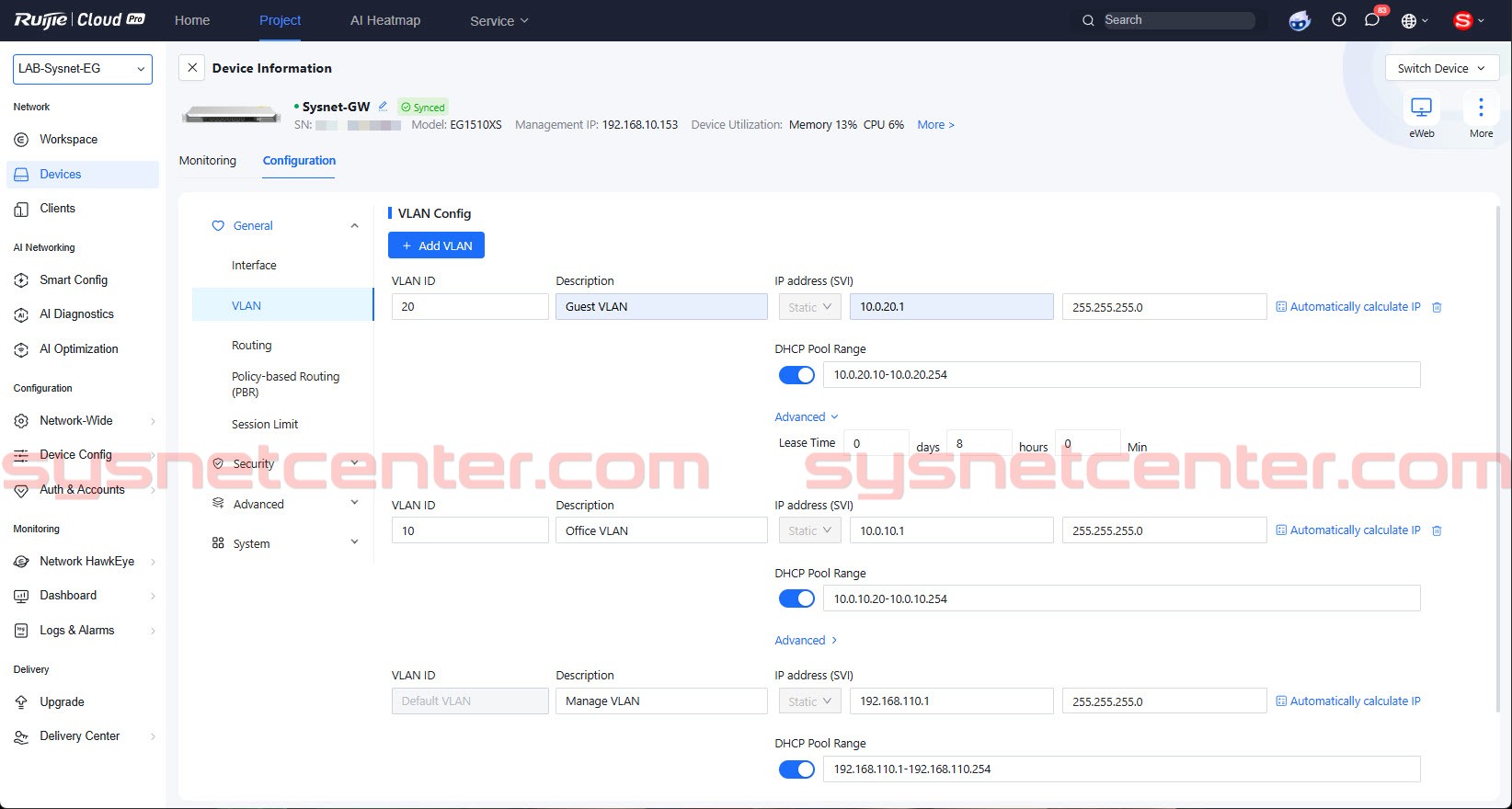 วิธีแยก Guest VLAN ด้วย Reyee Gateway และ Access Point