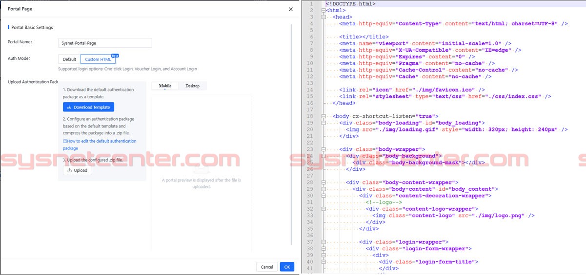 แก้ไข HTML Template หน้า Captive Portal ของ Ruijie Cloud Authen แก้ไข HTML Template หน้า Captive Portal ของ Ruijie Cloud Authen