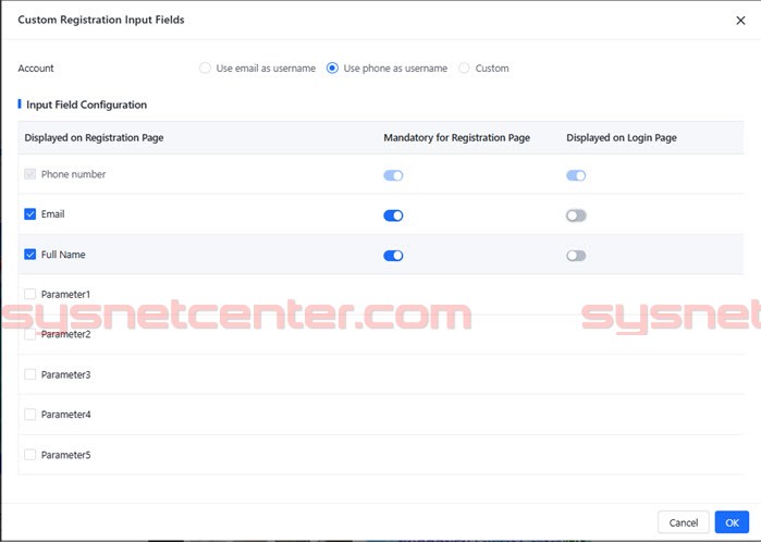 กำหนดข้อมูลที่ผู้ใช้งานต้องกรอกในหน้า Registration Login กำหนดข้อมูลที่ผู้ใช้งานต้องกรอกในหน้า Registration Login
