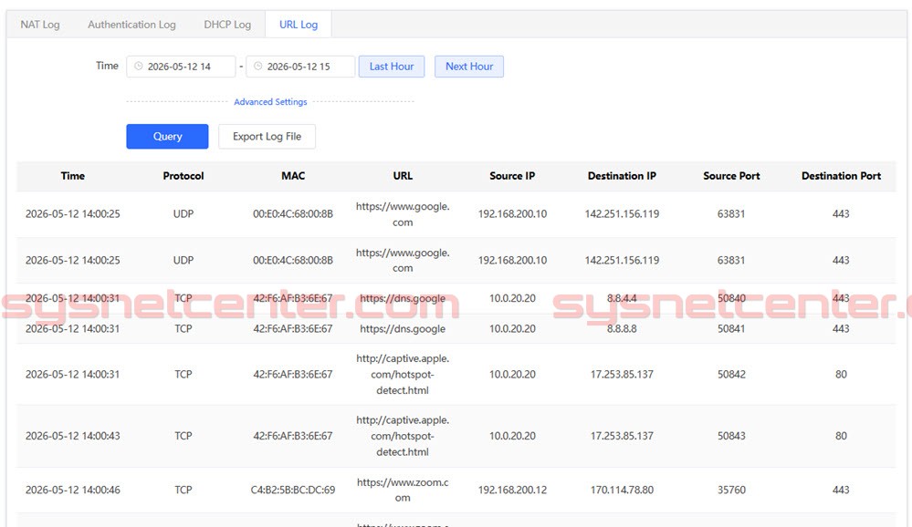 การเก็บ Log การใช้งาน Internet บน Reyee Gateway และส่ง Syslog ไปยัง NAS การเก็บ Log การใช้งาน Internet บน Reyee Gateway และส่ง Syslog ไปยัง NAS