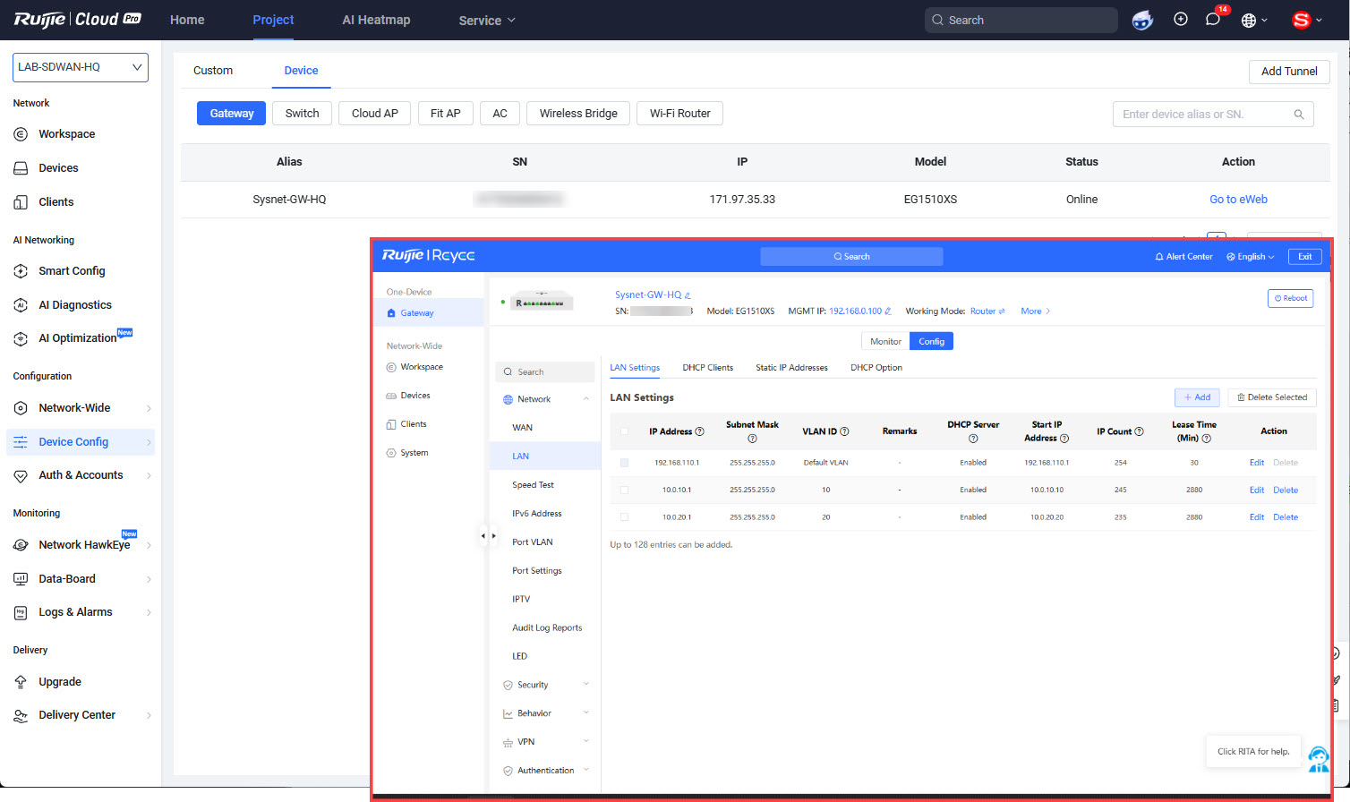การใช้ NAT Traversal ใน Ruijie Cloud สำหรับ Remote เข้าจัดการอุปกรณ์ Network