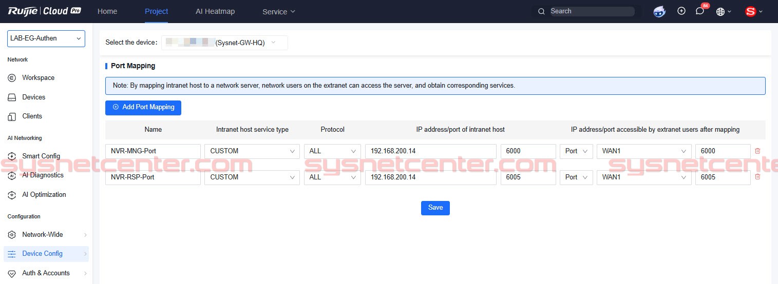 ตั้งค่า Port Forwarding สำหรับ VIGI Remote Registration บน Router Gateway ตั้งค่า Port Forwarding สำหรับ VIGI Remote Registration บน Router Gateway