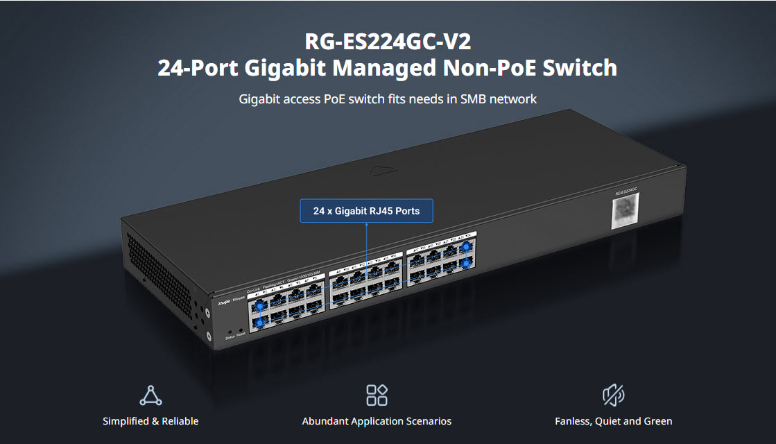 Reyee RG-ES224GC-V2 Cloud Managed Smart Switch 24 Port Gigabit