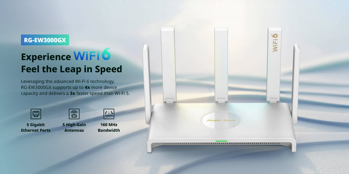 RG-EW3000GX Reyee 3000M Wi-Fi 6 Dual-WAN Gigabit Router