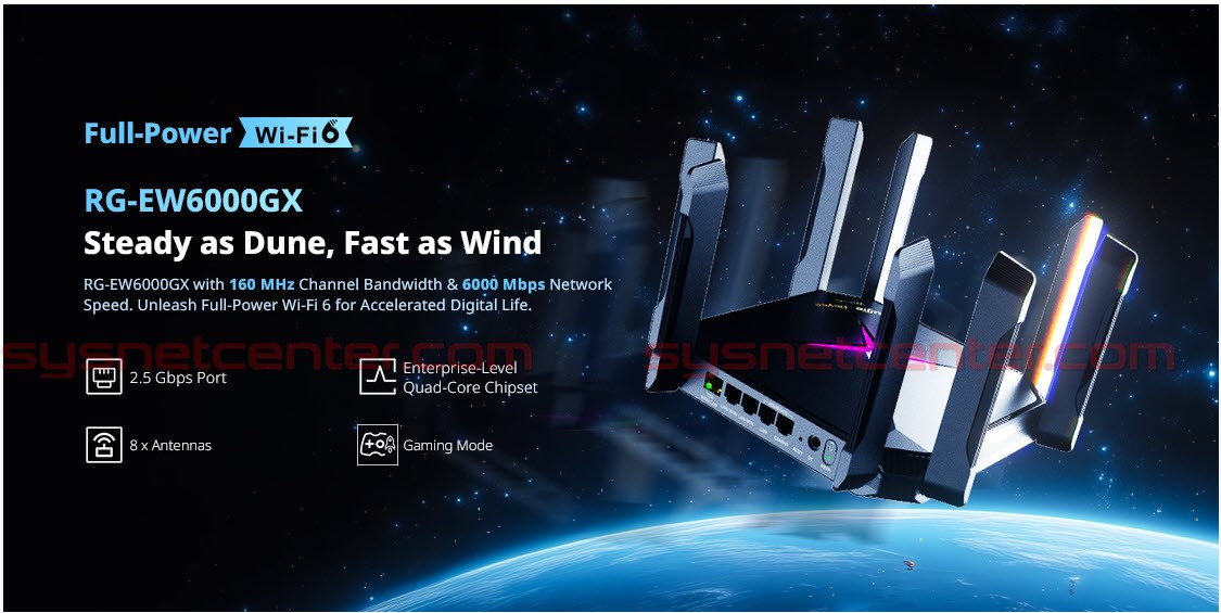 RG-EW6000GX Reyee 6000M Wi-Fi 6 Mesh Router Port 2.5G