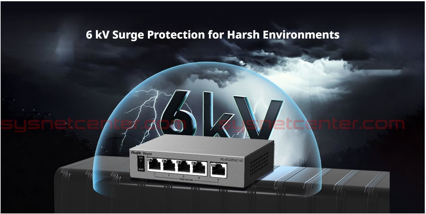 RG-ES205GC-V2 Ruijie Reyee L2 Smart Cloud-Managed Switch, 5x Gigabit RJ45, Wall/Desk, Cloud/App