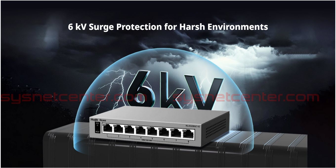 RG-ES208GC-V2 Ruijie Reyee L2 Smart Cloud Managed Switch, 8x Gigabit RJ45, Wall/Desk, Cloud/App