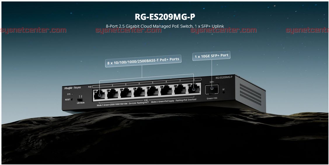 RG-ES209MG-P Reyee Cloud Managed POE Switch 8 Port 2.5G