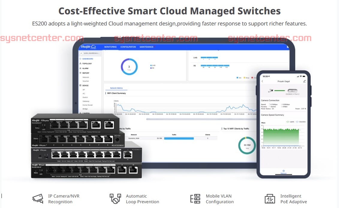 RG-ES220GS-LP Reyee Cloud Managed Smart POE Switch 18 Port Gigabit