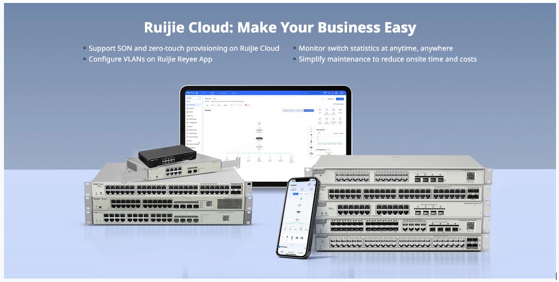 RG-NBS3200-24GT4XS-P-V2 Reyee L2 Cloud Managed POE Switch 24 Port Gigabit 370W