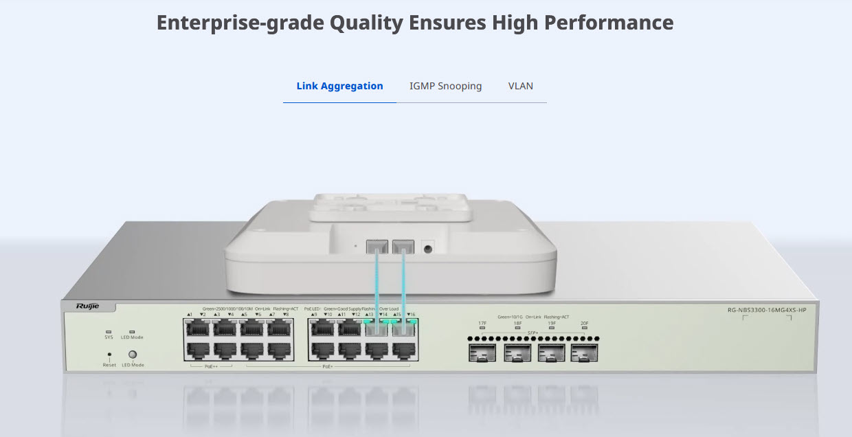 RG-NBS3300-8MG2XS-P Reyee L2-Cloud Managed POE Muti-Gigabit Switch 8 Port 240W