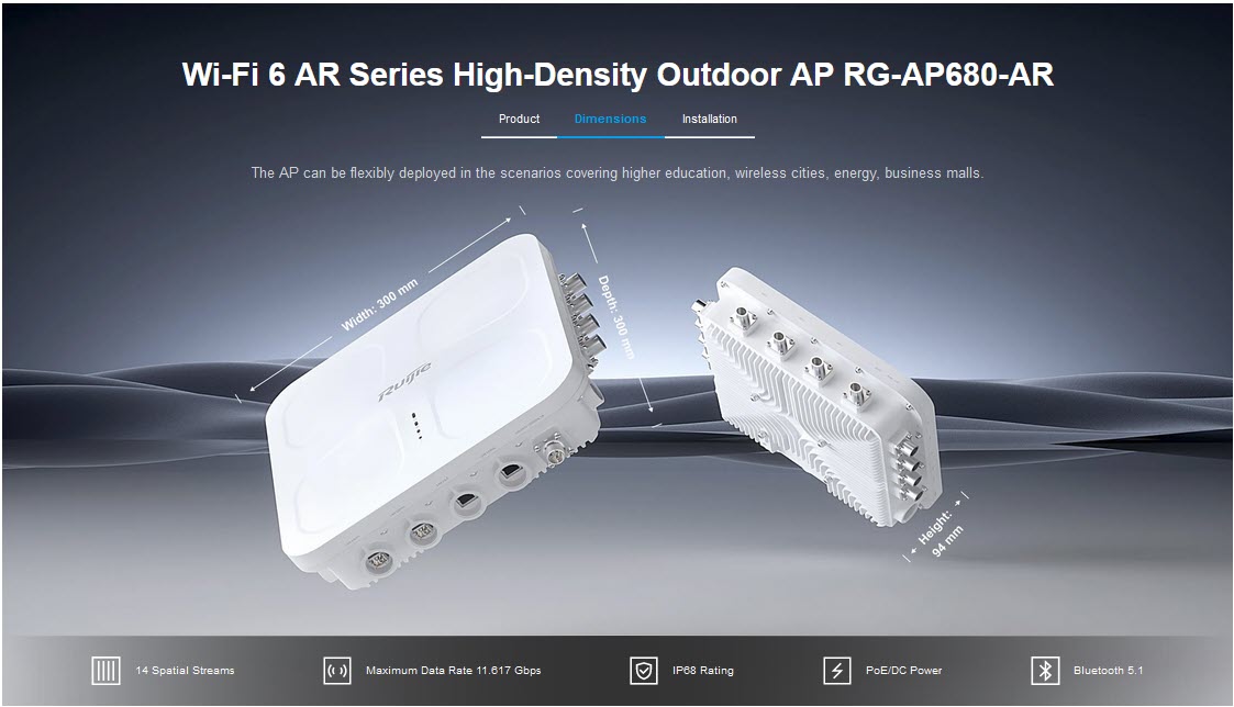 Ruijie RG-AP680-AR Wi-Fi 6 Quad-Radio