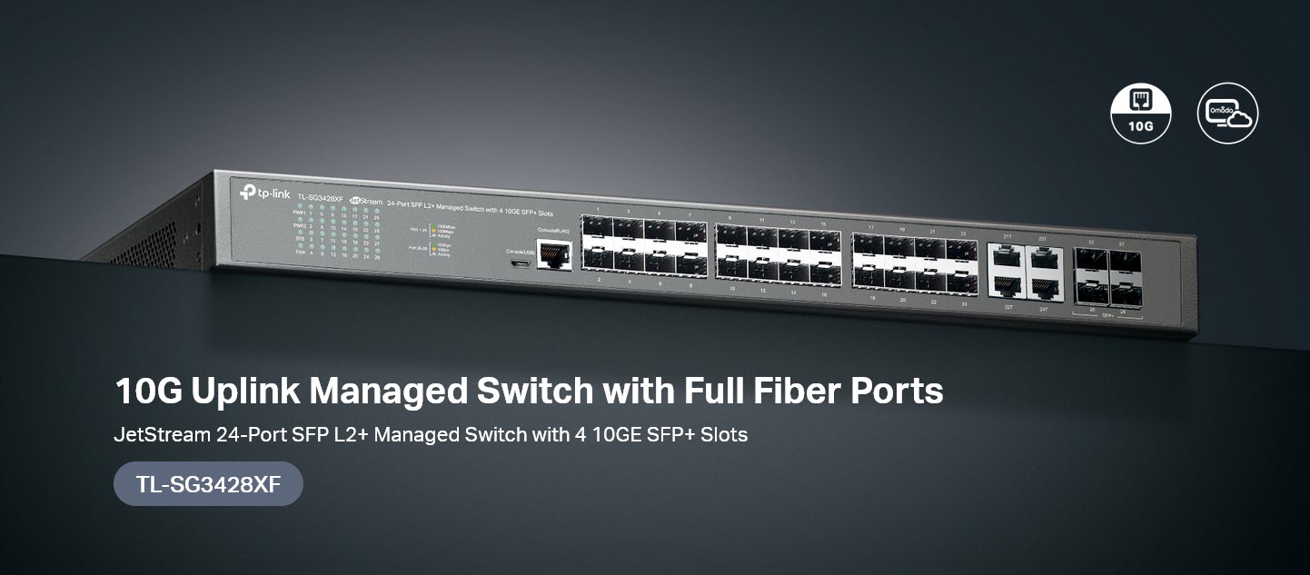 TP-Link TL-SG3428XF JetStream 24-Port SFP L2+ Managed Switch