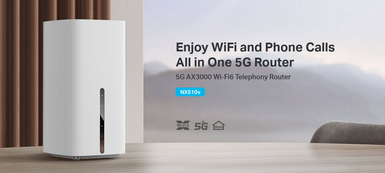 NX510v TP-LINK LTE/5G Router ใส่ SIM AX3000 Wi-Fi6 Telephony Router